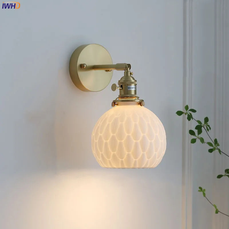 Afralia™ Ceramic LED Wall Sconce: Modern Copper Indoor Luminaria for Bedroom, Mirror, Stairway