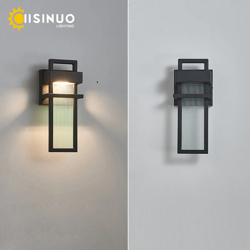 Afralia™ Matte Black LED Outdoor Wall Sconce for Garage Garden and Entryway