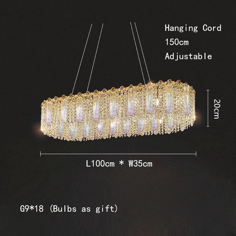 Afralia™ Gold Feather Crystal Tassel Chandelier & Ceiling Light Fixture