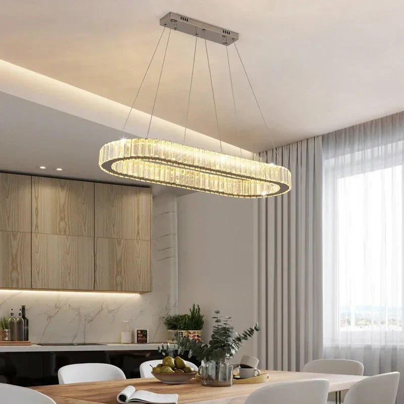 Afralia™ Crystal Pendant Chandelier Modern LED Ceiling Light Fixture