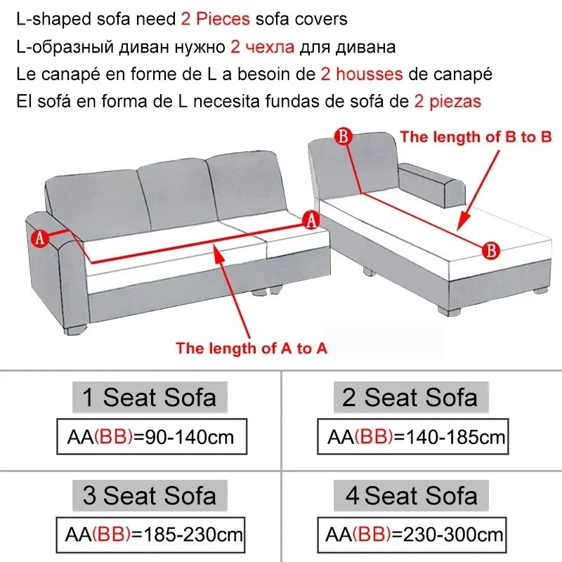 Afralia™ Printed Elastic Corner Sofa Cover Stretch Slipcovers for L Shaped Sectional Sofas