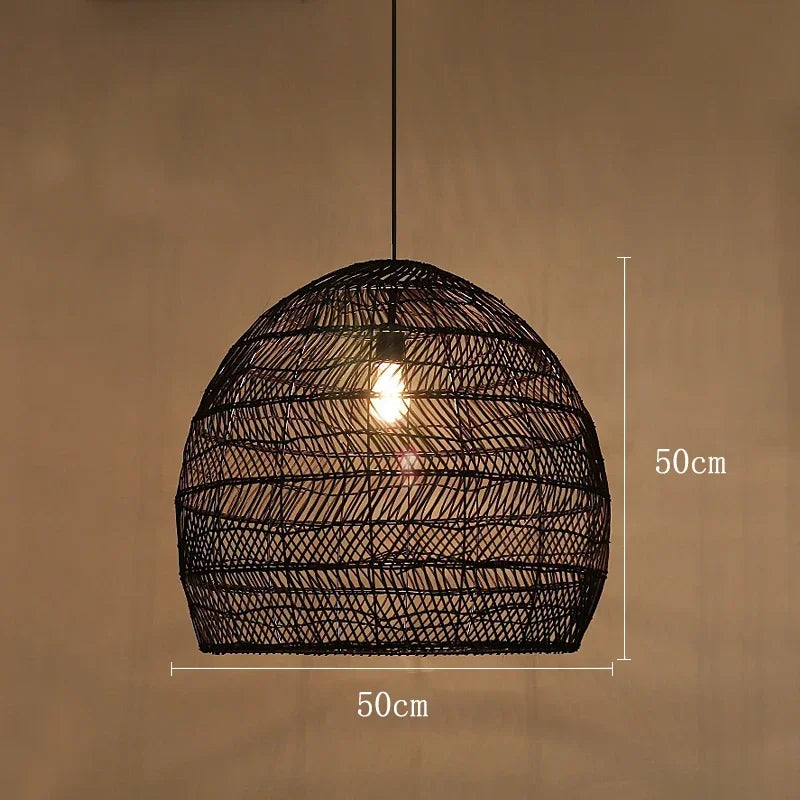 Afralia™ Rattan Pendant Chandelier, E27 Bulb, Ceiling Hanging Light Fixture for Living and Dining Room