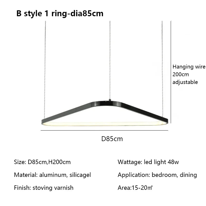 Afralia™ Nordic Geometry Ring LED Chandelier for Living Room Dining Minimalist Bedroom