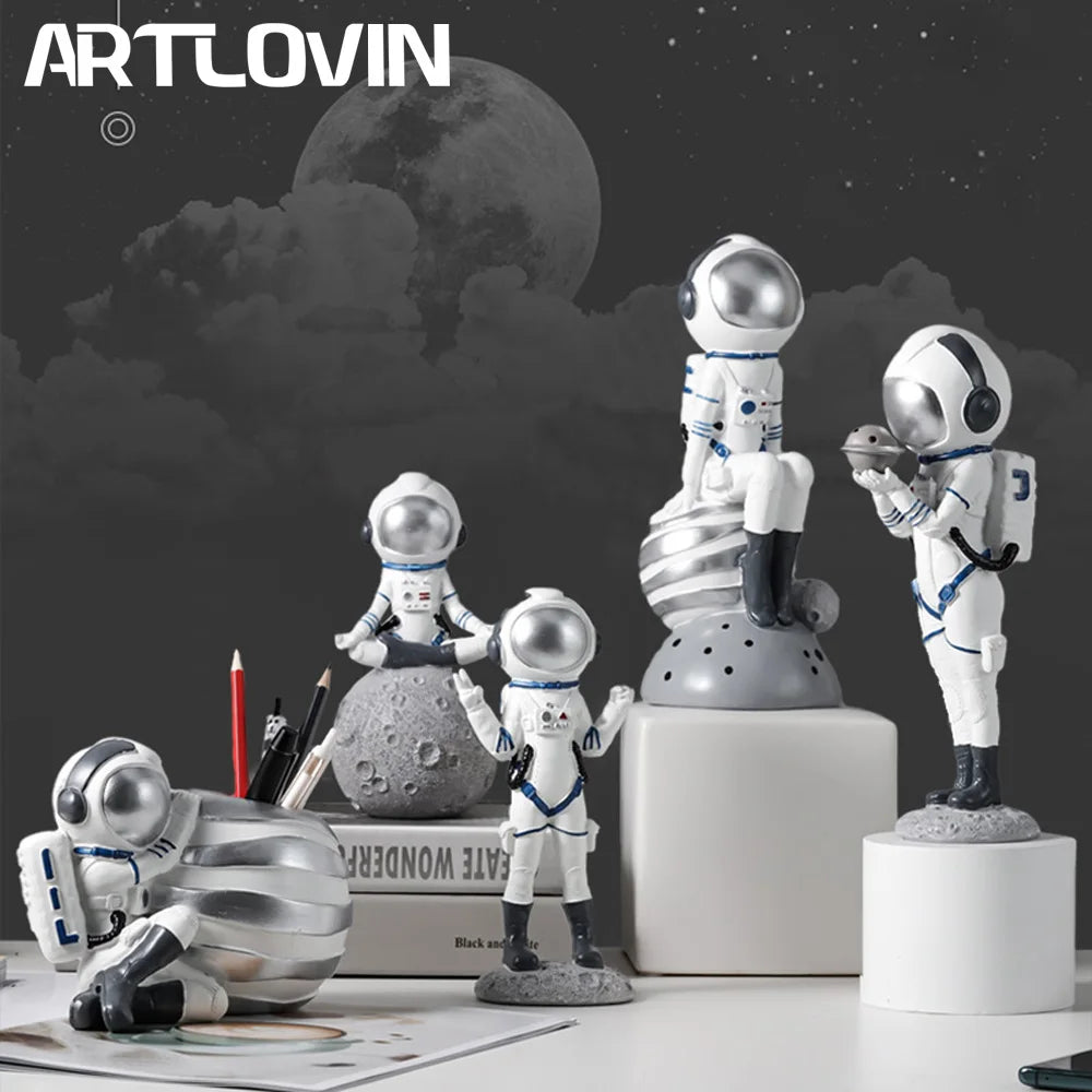 Afralia™ Astronaut Resin Figurines: Modern Space Ornaments for Home Decor and Gift
