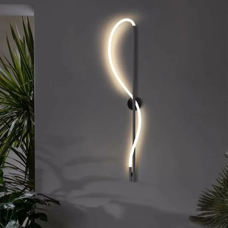 Afralia™ Minimalist Silicone Line LED Wall Sconce for Living Room Bedroom Dining Decor