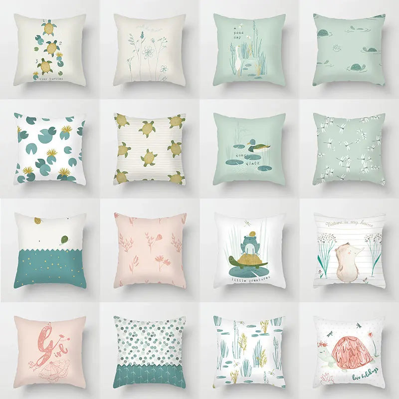 Afralia™ Sea Turtle & Bird Cartoon Pillowcase - Cute Animal Design for Children's Bedroom