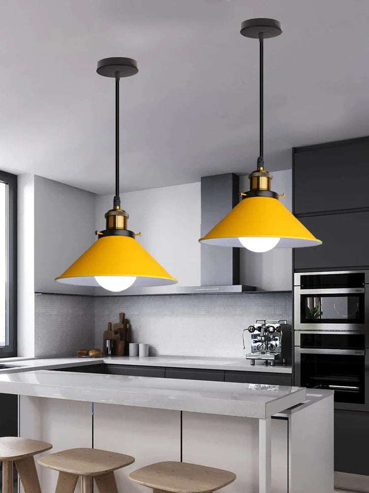 Afralia™ Retro Horn Pendant Light: Industrial Style, Multi-Coloured Shades, Commercial Lighting