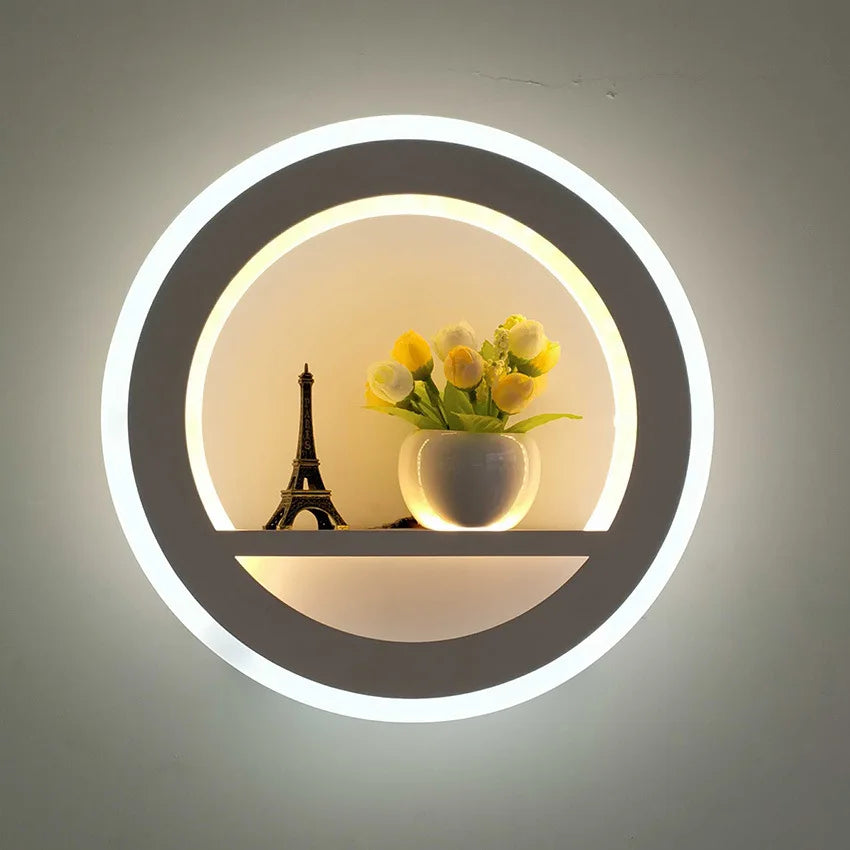 Afralia™ Modern Round Acrylic LED Wall Sconce for Bedroom Living Room Decoration