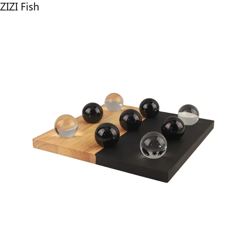 Afralia™ Wood Chessboard Set with Crystal Chess Pieces – Minimalistic Desk Decoration and Casual Game