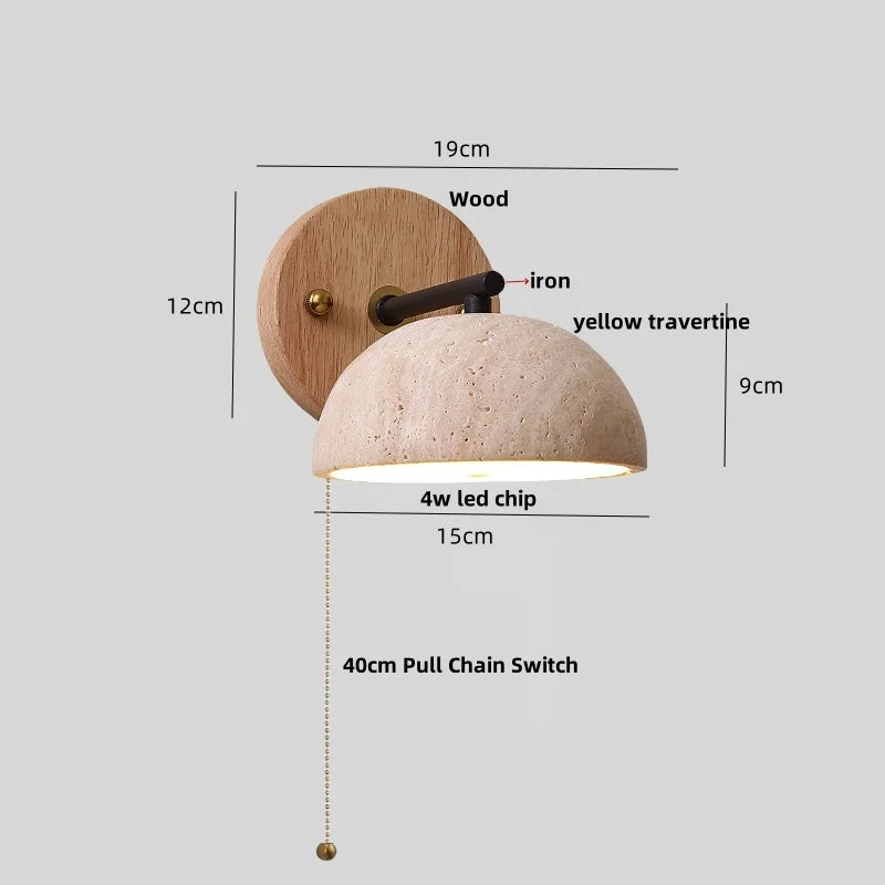 Afralia™ Canopy LED Wall Light Yellow Travertine Modern Iron Bedside Lamp