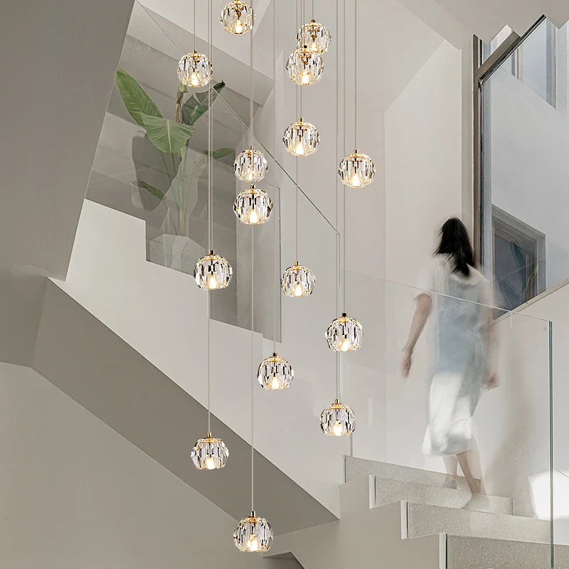 Afralia™ Crystal Stair Football Shaped Chandelier with G9 Lights