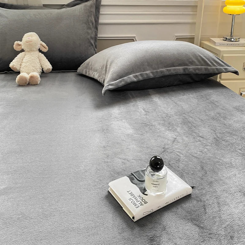 Afralia™ Winter Milk Velvet Fitted Sheet Set - Soft & Warm Mattress Cover