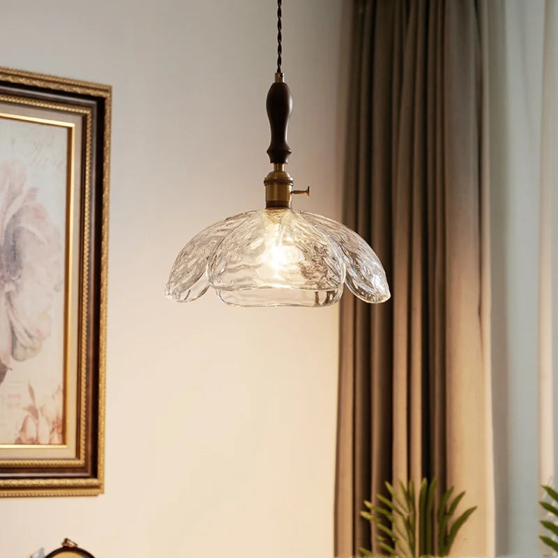 Afralia™ Clear Glass Pendant Lamp Japanese Style LED Hanging Lights