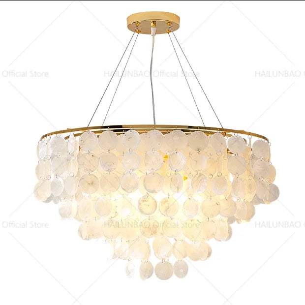 Afralia™ Nordic Shell Chandelier: Modern, Creative, & Luxurious Lighting for Living, Dining & Bedroom