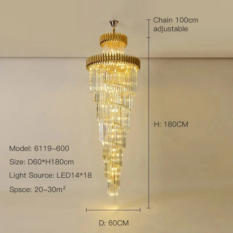 Afralia™ Modern Crystal Chandelier Black/Gold Light Fixture for Luxury Living Room, Villa, Staircase