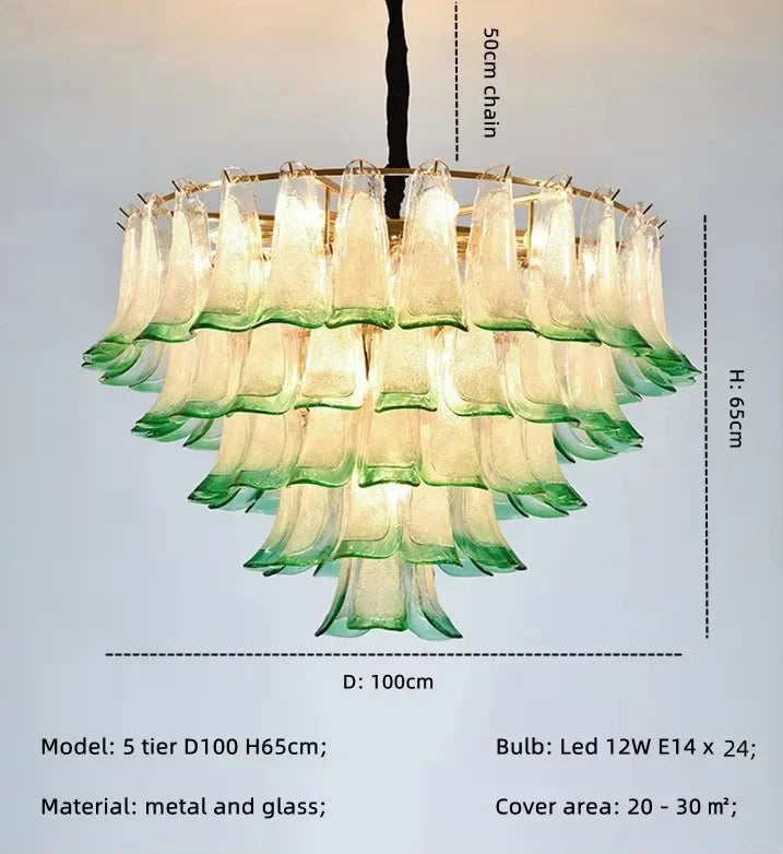 Afralia™ Luxury Green Glass Pendant Lights Metal Round Luminaria Fixture