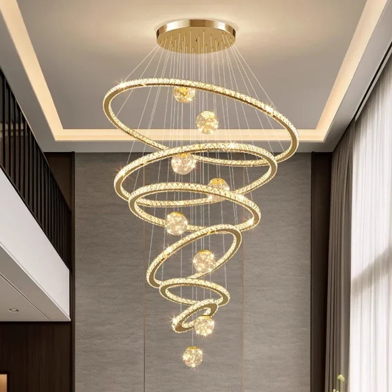 Afralia™ Crystal LED Chandelier: Modern Living Room Pendant Lights, Glass Globe Hanging Lamp