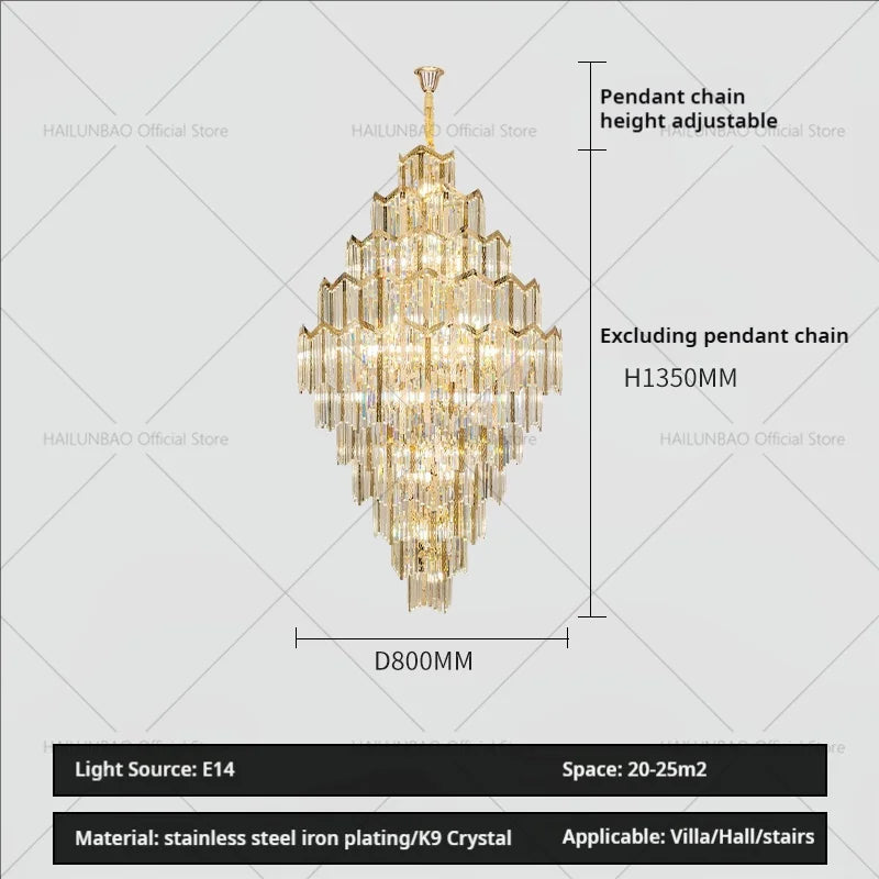 Afralia™ Crystal Chandelier: Modern Simple Luxury for Duplex Villa & Loft