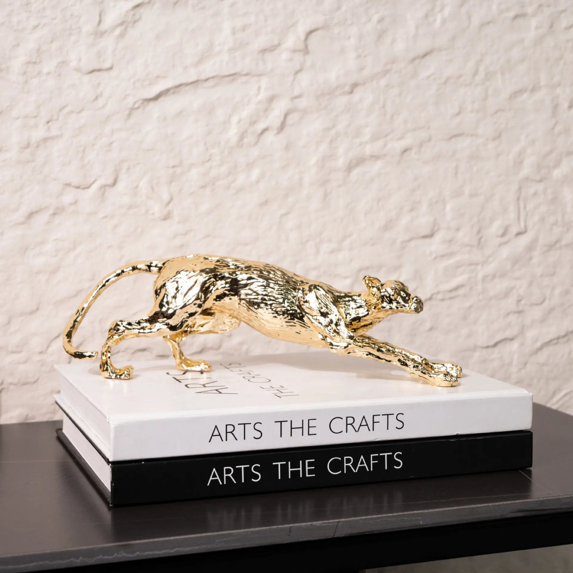 Afralia™ Metal Leopard Figurine Decorative Ornament For Home Décor