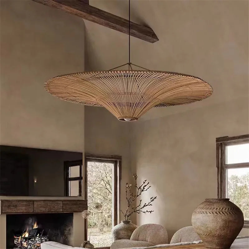 Afralia™ Handmade Rattan Pendant Light for Dining Room, Living Room, Bedroom, Hotel