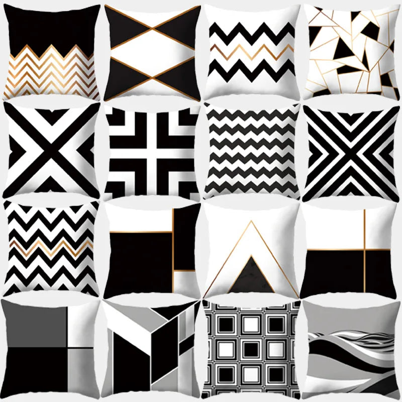 Afralia™ Geometric Stripes Pillowcase 45x45cm Polyester Cushion Cover for Living Room