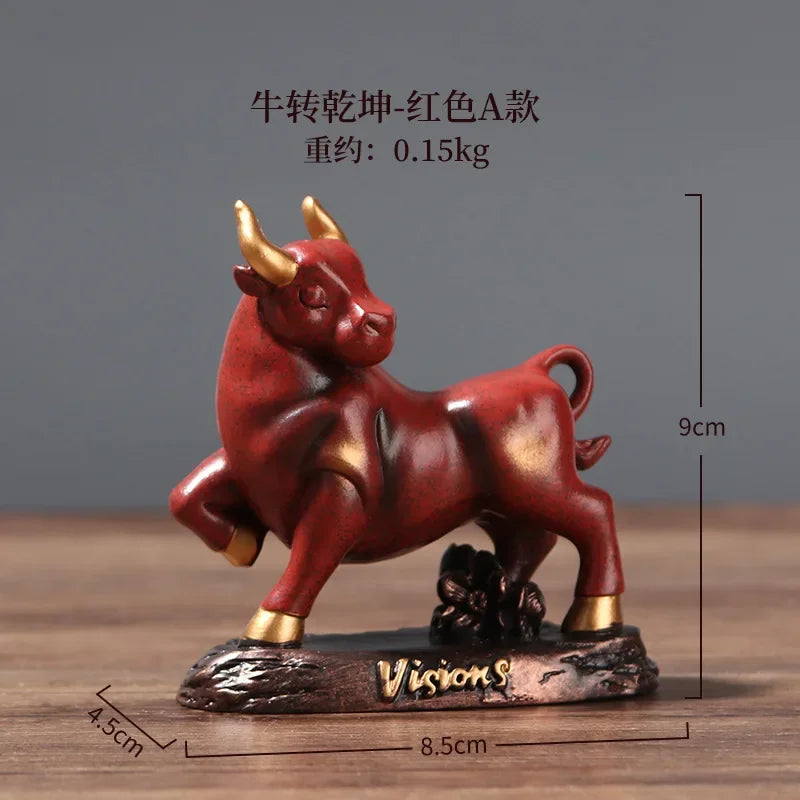Resin Bull Miniature Statue Handmade Modern Art Sculpture for Home Office Decor by Afralia™