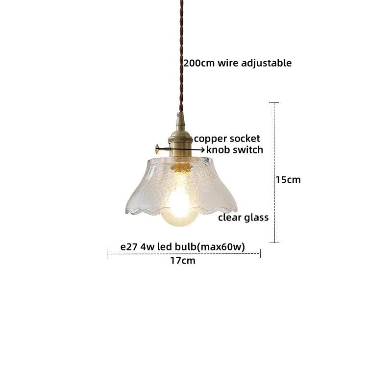 Afralia™ Copper Glass LED Pendant Lamp for Dining Living Room Bedroom Bar Nordic Style Hnaging Light