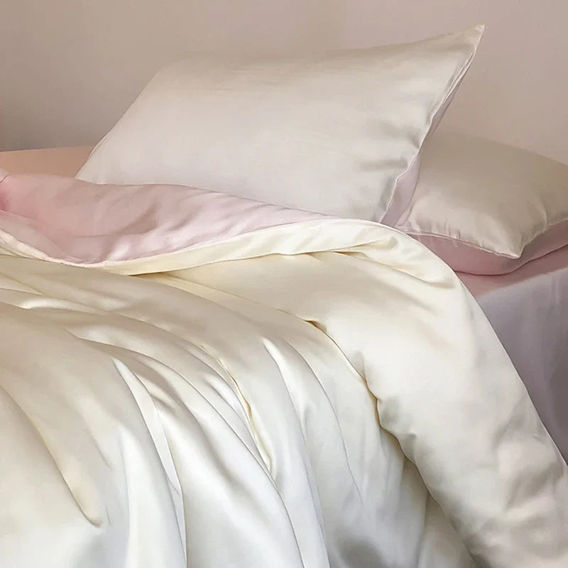 Afralia™ Ice Silky Solid Bedding Set - Cooling Satin Smooth Quilt Cover Set