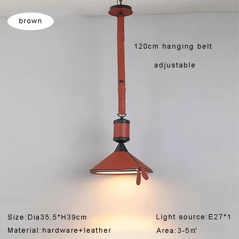 Afralia™ Modern Brown Blue Leather Pendant Light Chandelier for Home Decoration