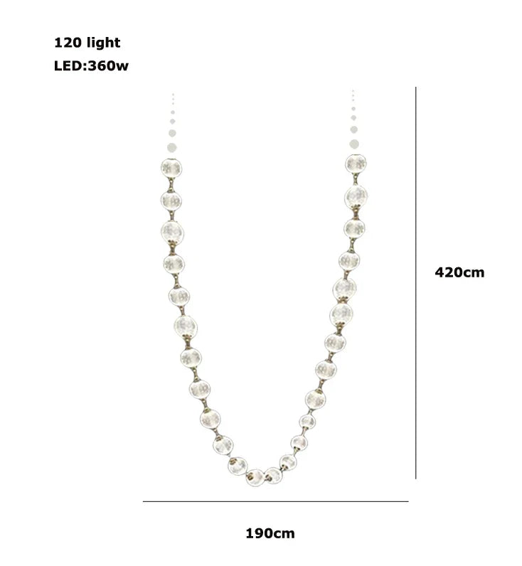 Afralia™ Pearl Necklace Design LED Chandelier for Dining Room Staircase Decor