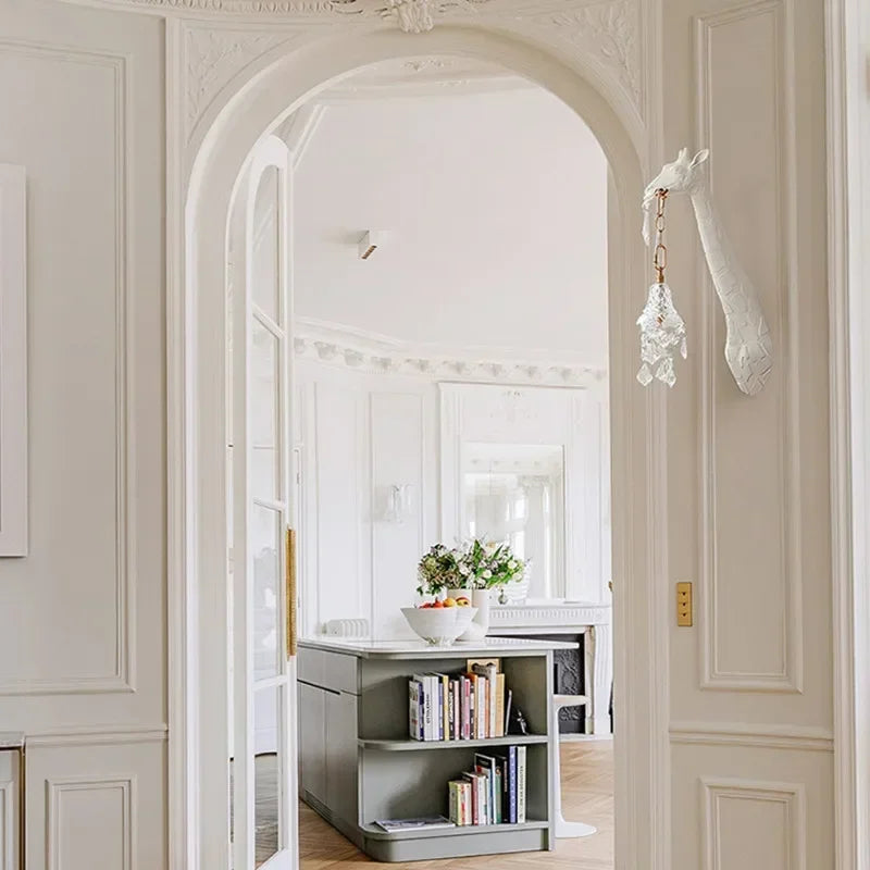 Afralia™ Giraffe Love Wall Lamp: Resin Animal Atmosphere Bedside Lighting for Cute Room Decor