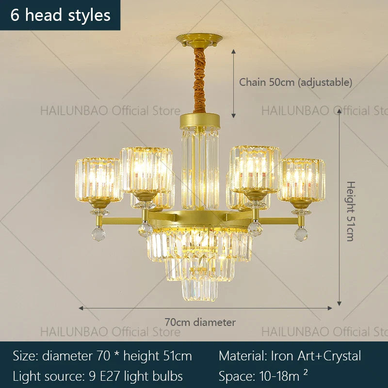 Afralia™ Crystal Chandelier: Elegant Retro Lighting for Living Room, Bedroom, and Dining Area