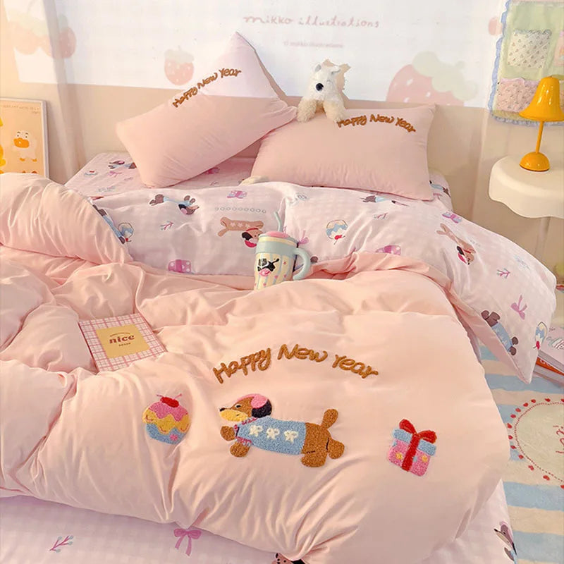 Afralia™ Cloud Cotton Cartoon Bedding Set - Soft, Skin-Friendly, All Seasons