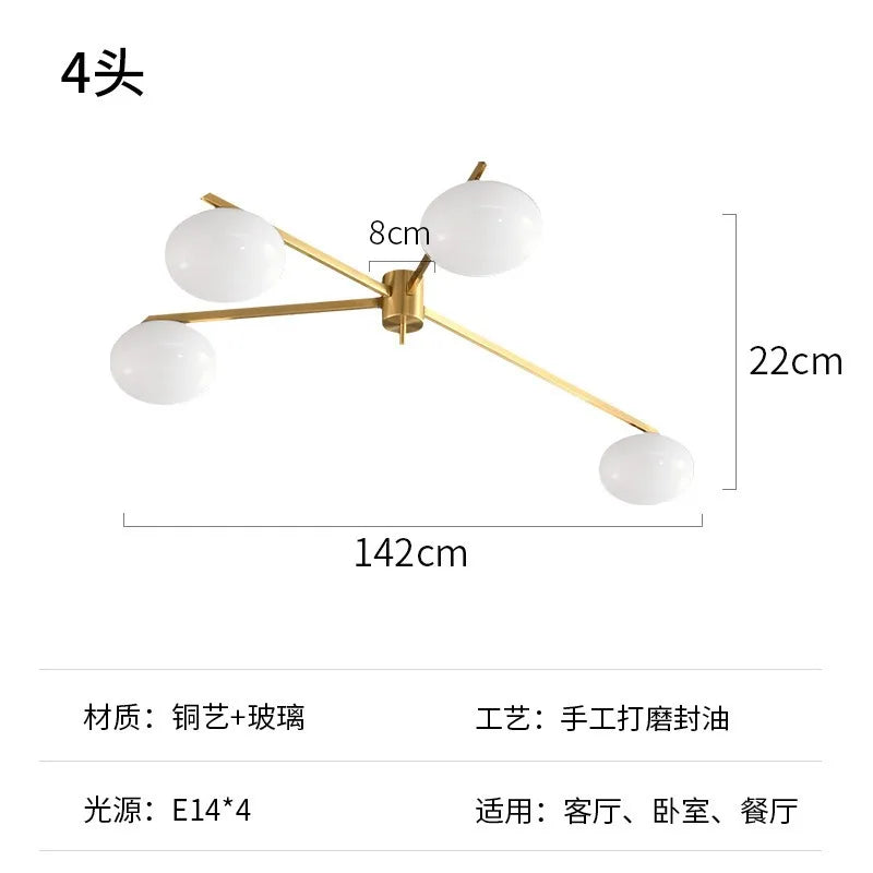 Afralia™ Black/Gold Lustre Copper Ceiling LED Modern Light Fixture for Living Room/Kitchen/Balcony