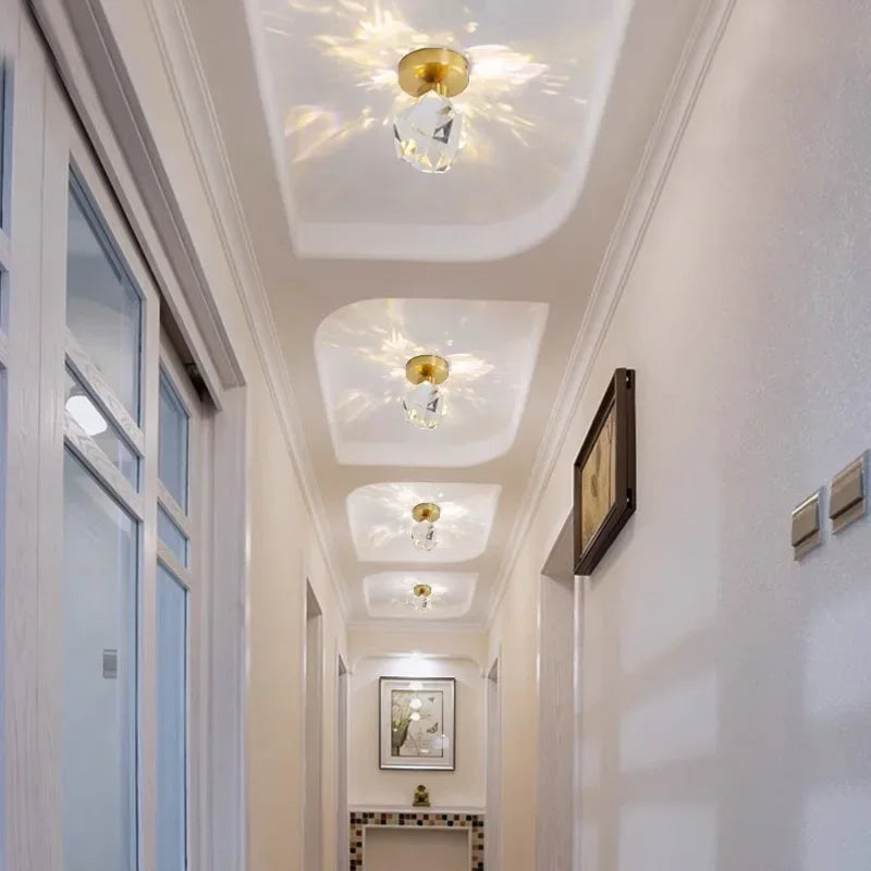 Afralia™ Elegant Crystal Ceiling Light Fixture for Hall Entrance Balcony Bathroom IP20