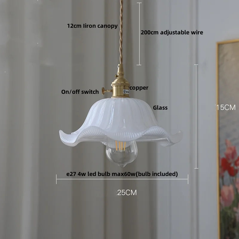 Afralia™ Glass Pendant Lamp with Adjustable LED, Copper Base - Modern Nordic Style