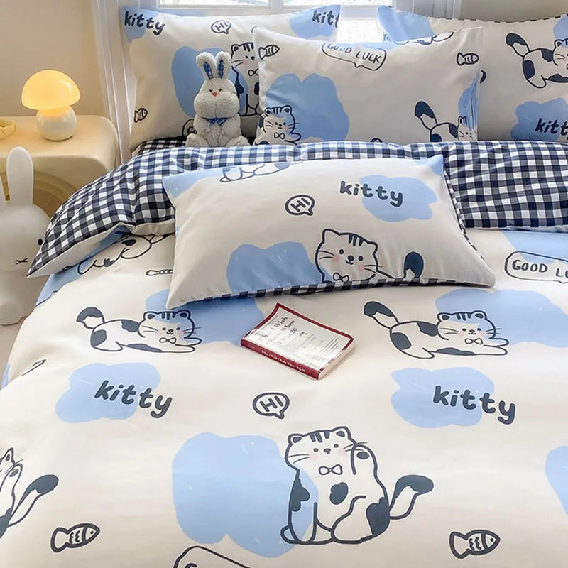 Afralia™ Cute Printed Cotton Duvet Cover for Double Queen Bed - Cozy & Non-Fading