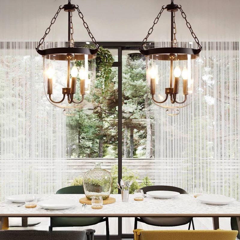 Afralia™ Glass Bucket Pendant Light Retro Dining Room Foyer Black/Rust LED Fixture
