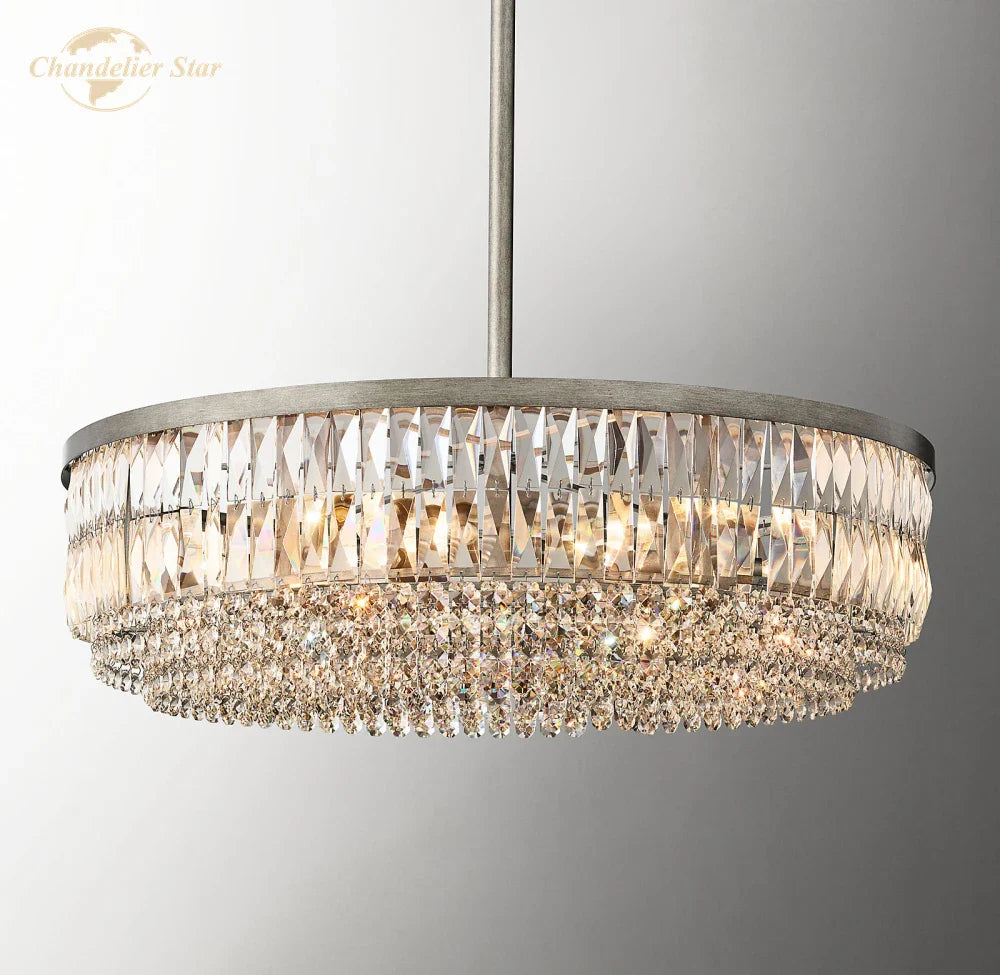 Afralia™ Crystal Round Pendant Chandelier for Dining and Living Room