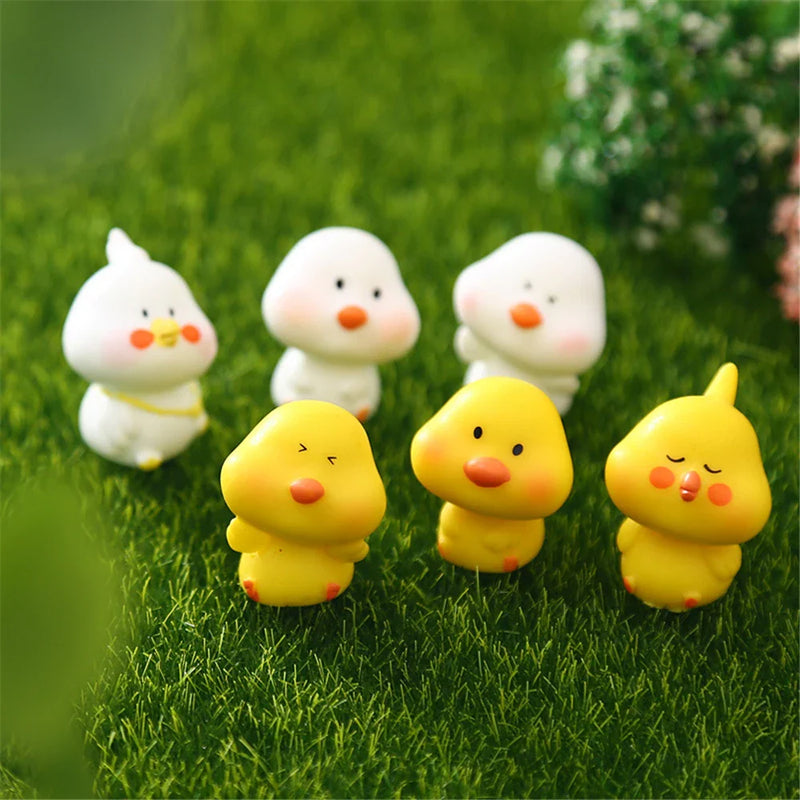 Afralia™ Chick Doll Figurines Miniature Fairy House Decor Hen Luminous Animals Statue