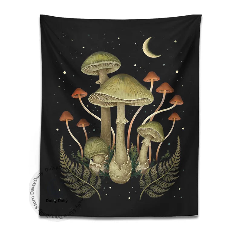 Afralia™ Botanical Mushroom Moom Tapestry Wall Hanging for Boho Living Room Decor