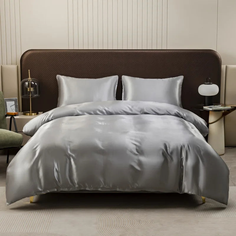 Afralia™ Ice Rayon Duvet Cover and Pillowcase Set: Smooth Comfort in Single & Double Sizes