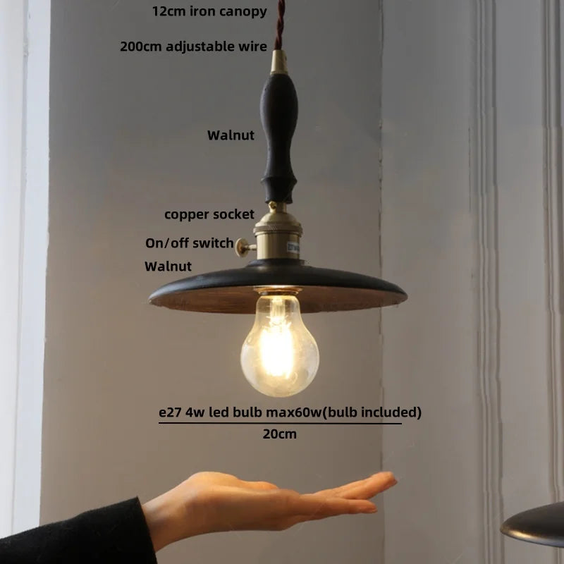 Afralia™ Walnut Wood LED Pendant Light, Modern Nordic Hanging Lamp for Home Decor