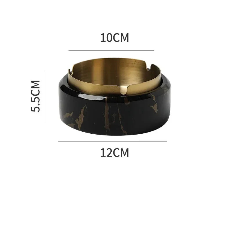 Afralia™ Gold Plated Marble Texture Ashtray - Smoking Accessories Weed Tray