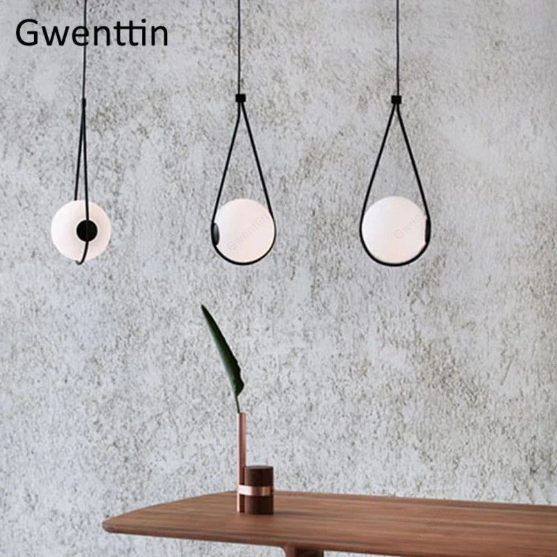 Afralia™ Nordic Glass Ball Pendant Lamps Water Drop LED Light Fixtures for Home Decor