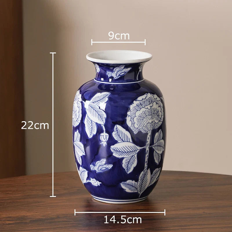 Afralia™ Blue & White Porcelain Vase Pot for Stylish Room Aesthetic Decor & Flowers
