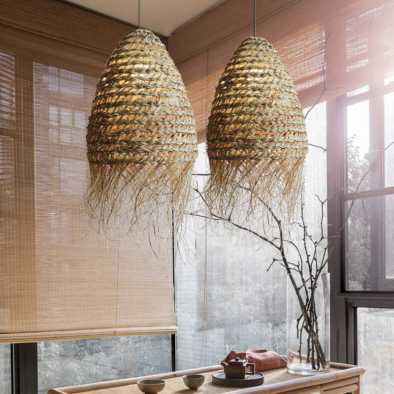 Afralia™ Rattan Pendant Lamps: Handmade Wabi Sabi Style for Thai Creative Hotel Living