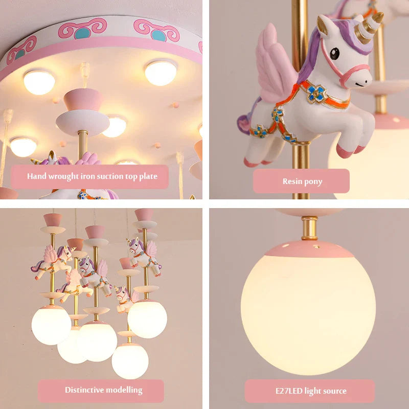 Afralia™ Modern Kids' Room LED Chandelier - Minimalist Carousel Design for Boys and Girls