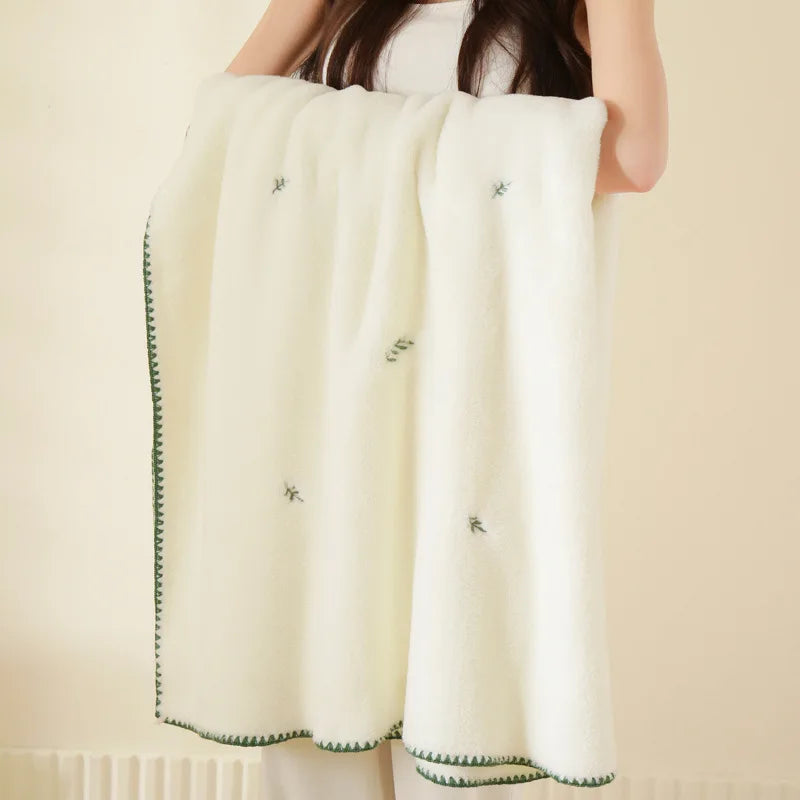 Afralia™ Baby Velvet Embroidered Blanket: Double-Sided Warm Travel Bedroom Sofa Cover