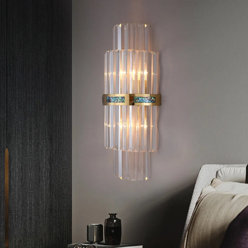 Afralia™ Shell Glass Rod Wall Lamp Modern Light Living Room Bedroom Study LED Lighting